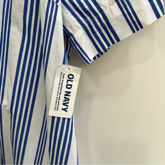 Old Navy Swing Mini Shirt Dress Blue White Stripe Short Sleeve Pockets Beach 2X - Picture 10 of 14